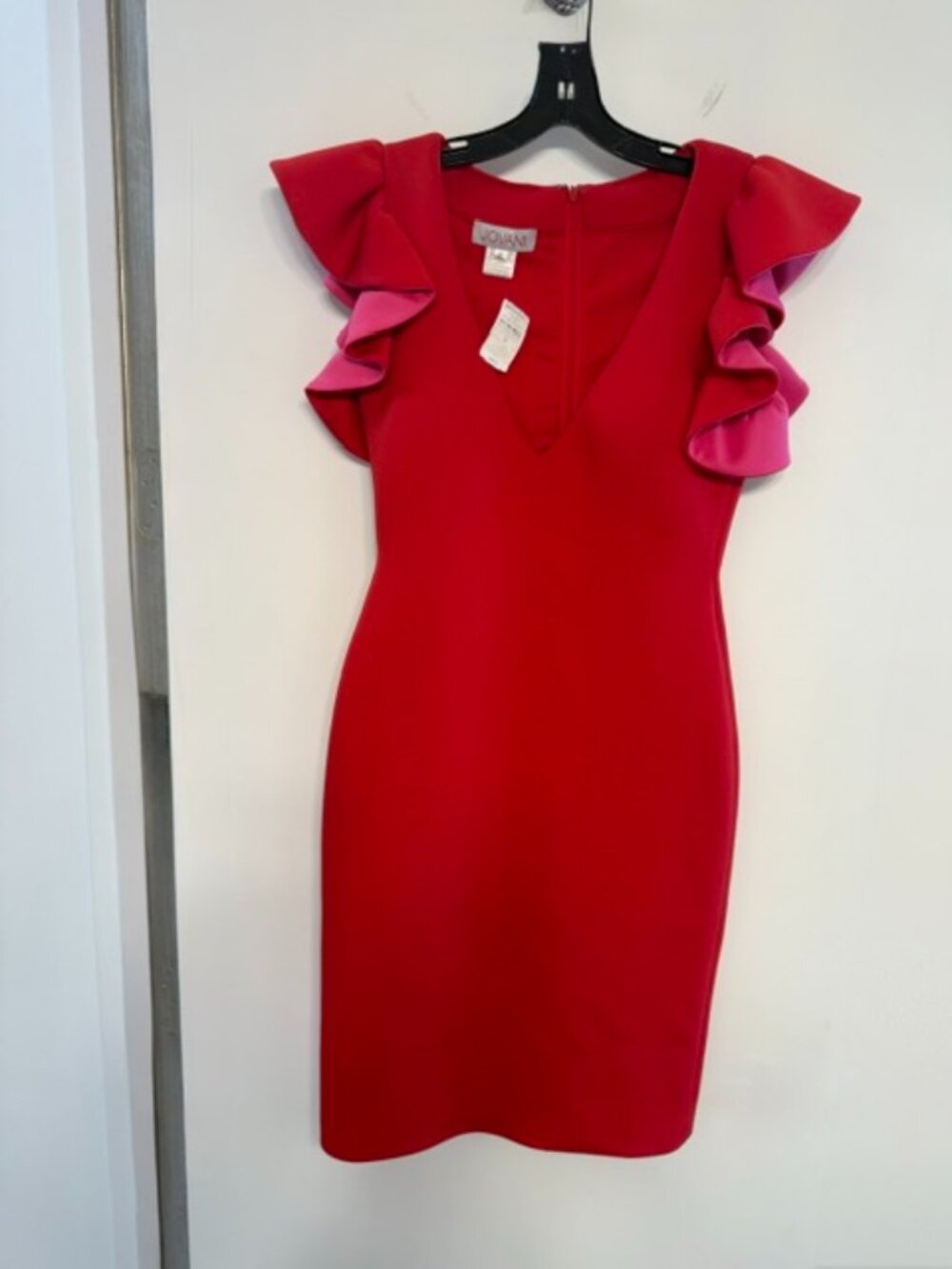 Jovani Red and Fuchsia scuba cocktail dress